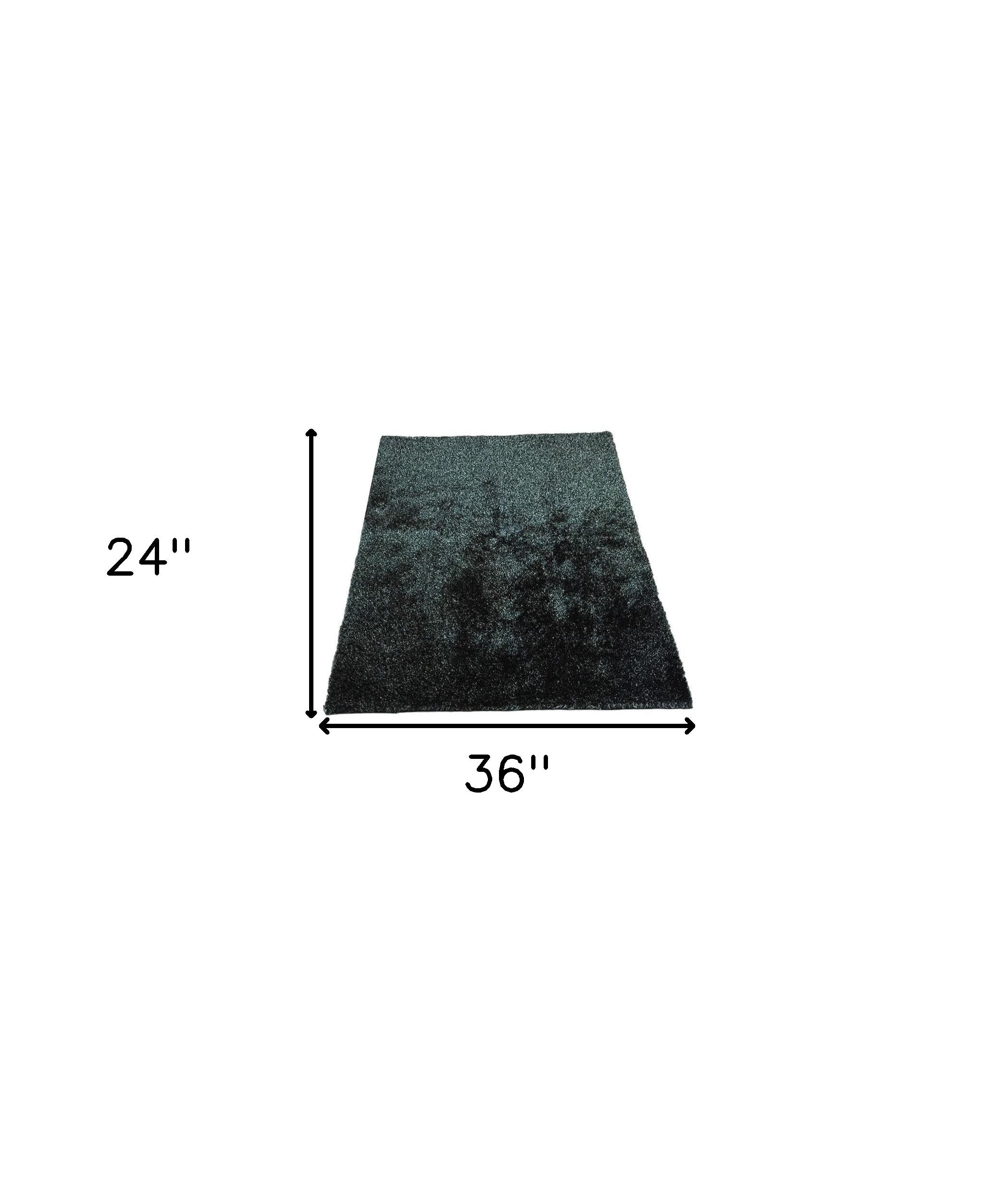 2' x 3' Black Shag Hand Tufted Area Rug