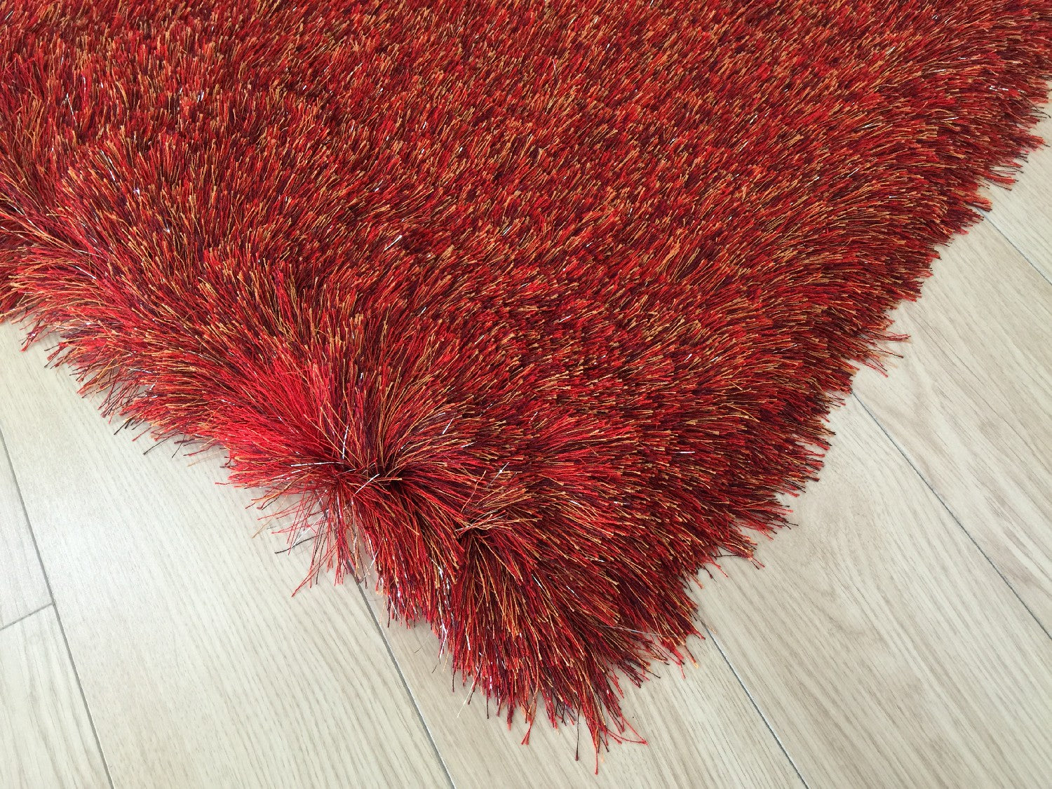 8' x 11' Red Shag Hand Tufted Area Rug