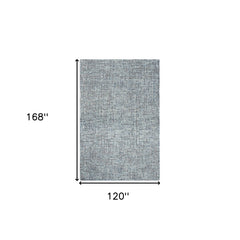 10' x 14' Blue and Ivory Wool Checkered Hand Hooked Area Rug