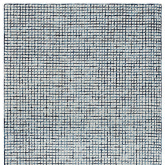 10' x 14' Blue and Ivory Wool Checkered Hand Hooked Area Rug