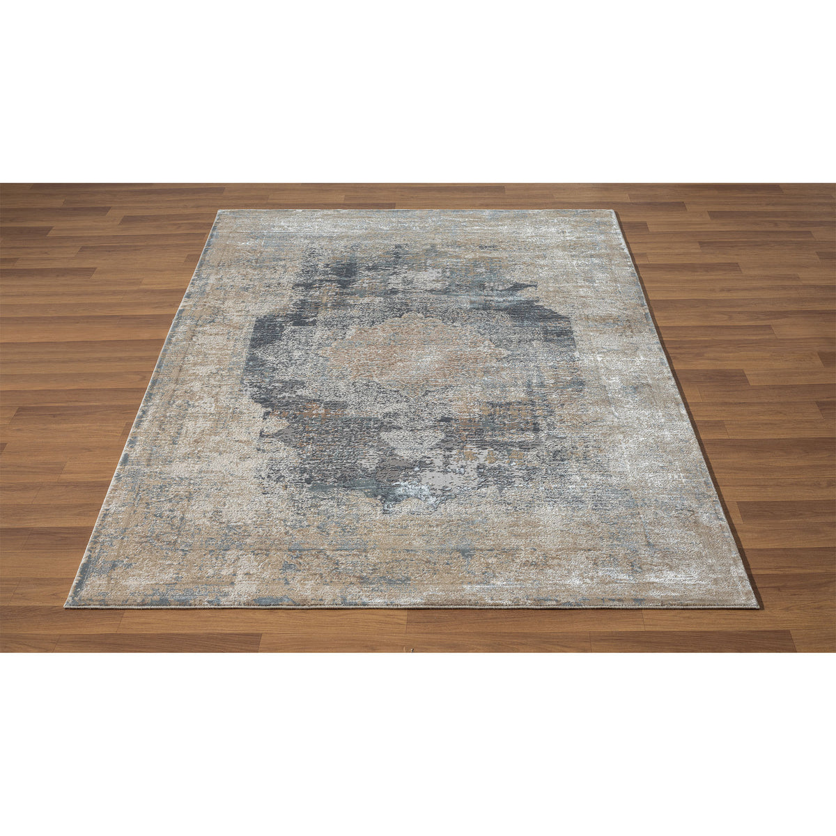 2' x 3' Beige and Gray Medallion Area Rug