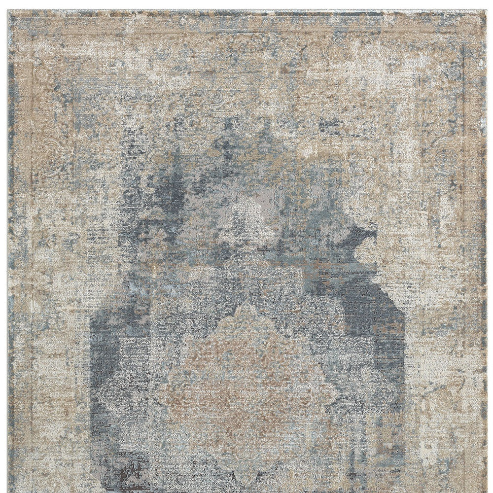 2' x 3' Beige and Gray Medallion Area Rug