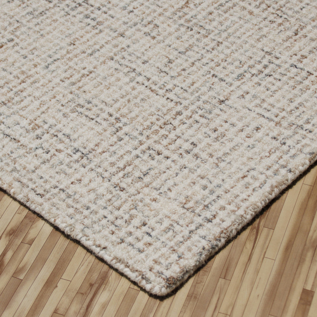 5' x 7' Beige and Brown Wool Abstract Hand Tufted Area Rug