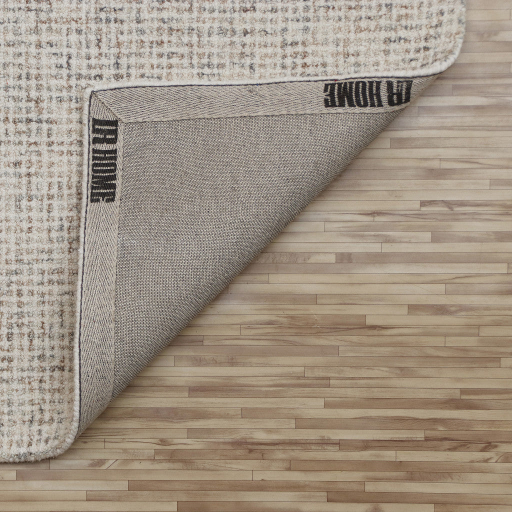 5' x 7' Beige and Brown Wool Abstract Hand Tufted Area Rug