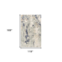 10' x 14' Blue and Beige Abstract Area Rug