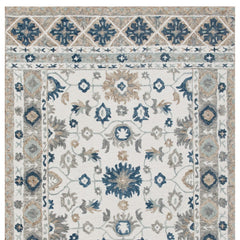 8' x 10' Blue and Ivory Wool Floral Hand Tufted Area Rug