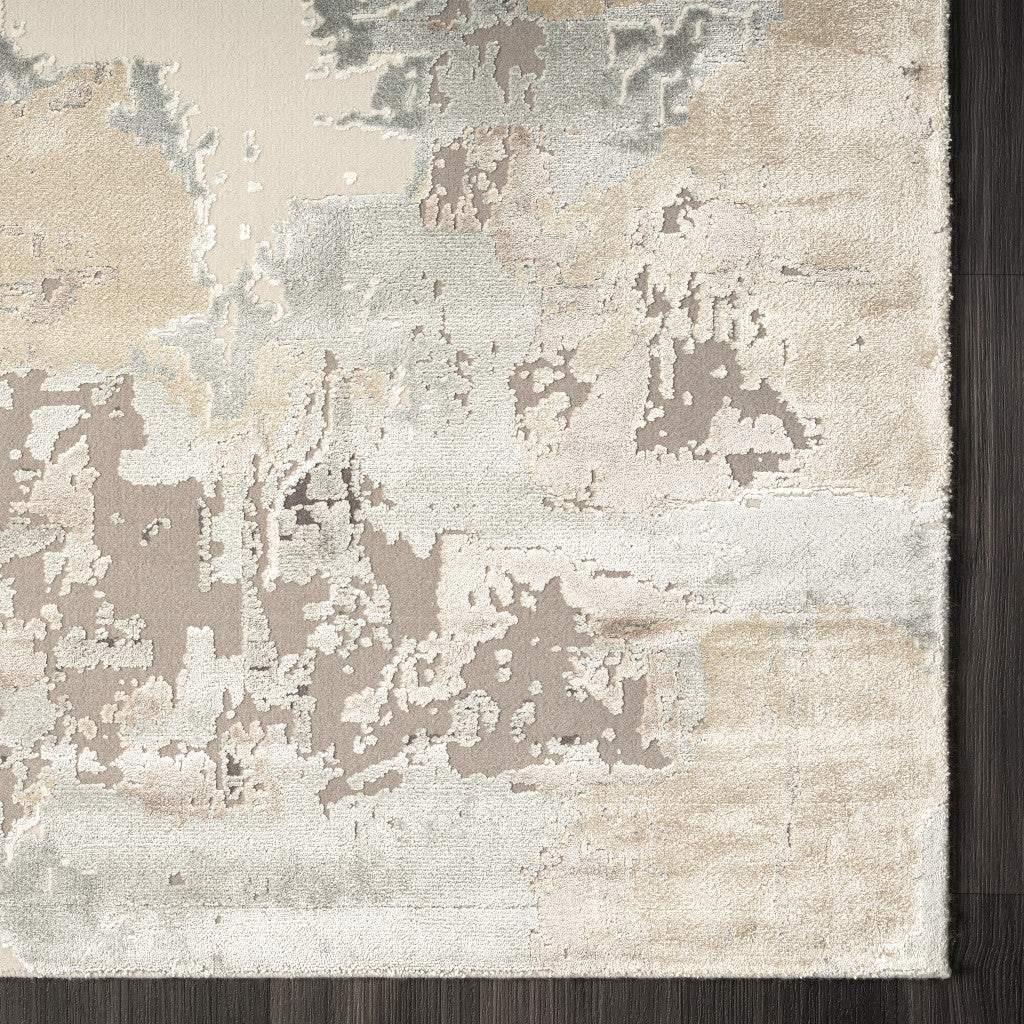 7' Runner Gray and Beige Abstract Runner Rug