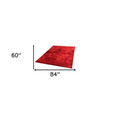 5' x 7' Red Shag Hand Tufted Area Rug