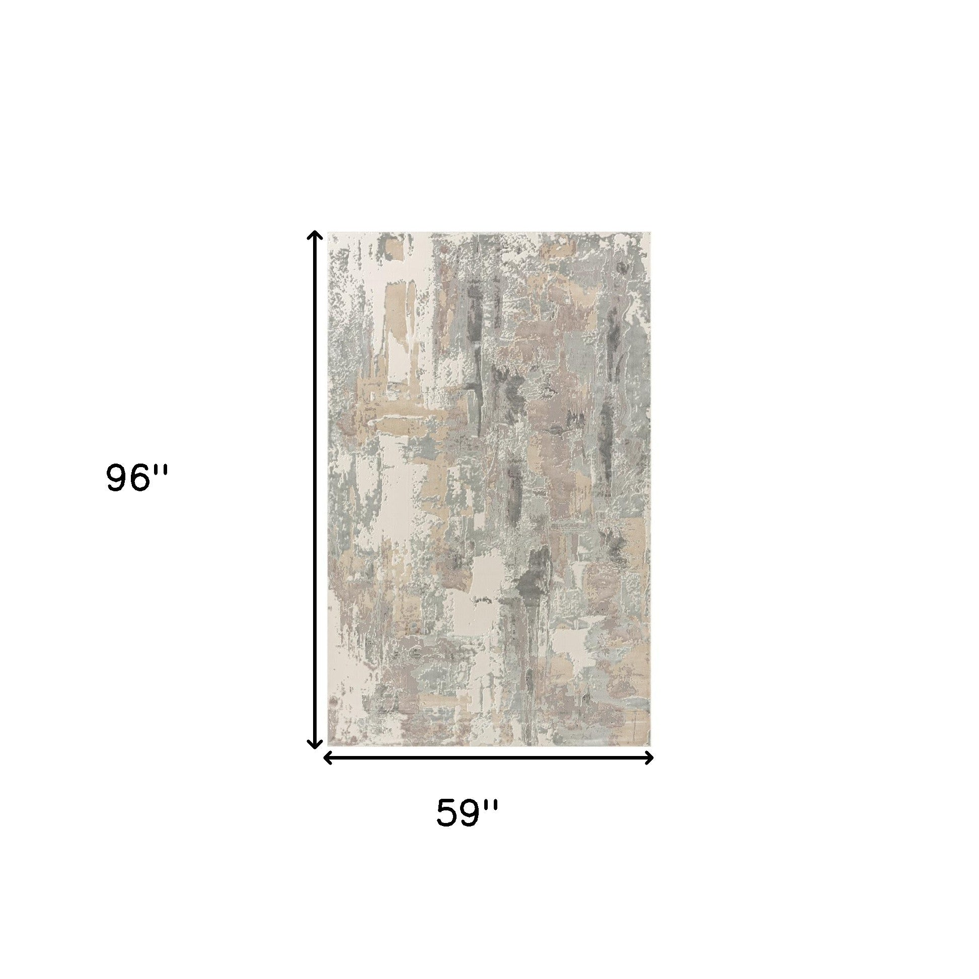 5' x 8' Gray and Beige Abstract Area Rug