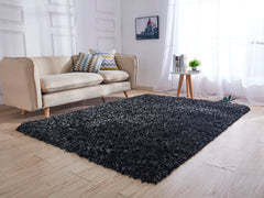 5' x 7' Black Shag Hand Tufted Area Rug