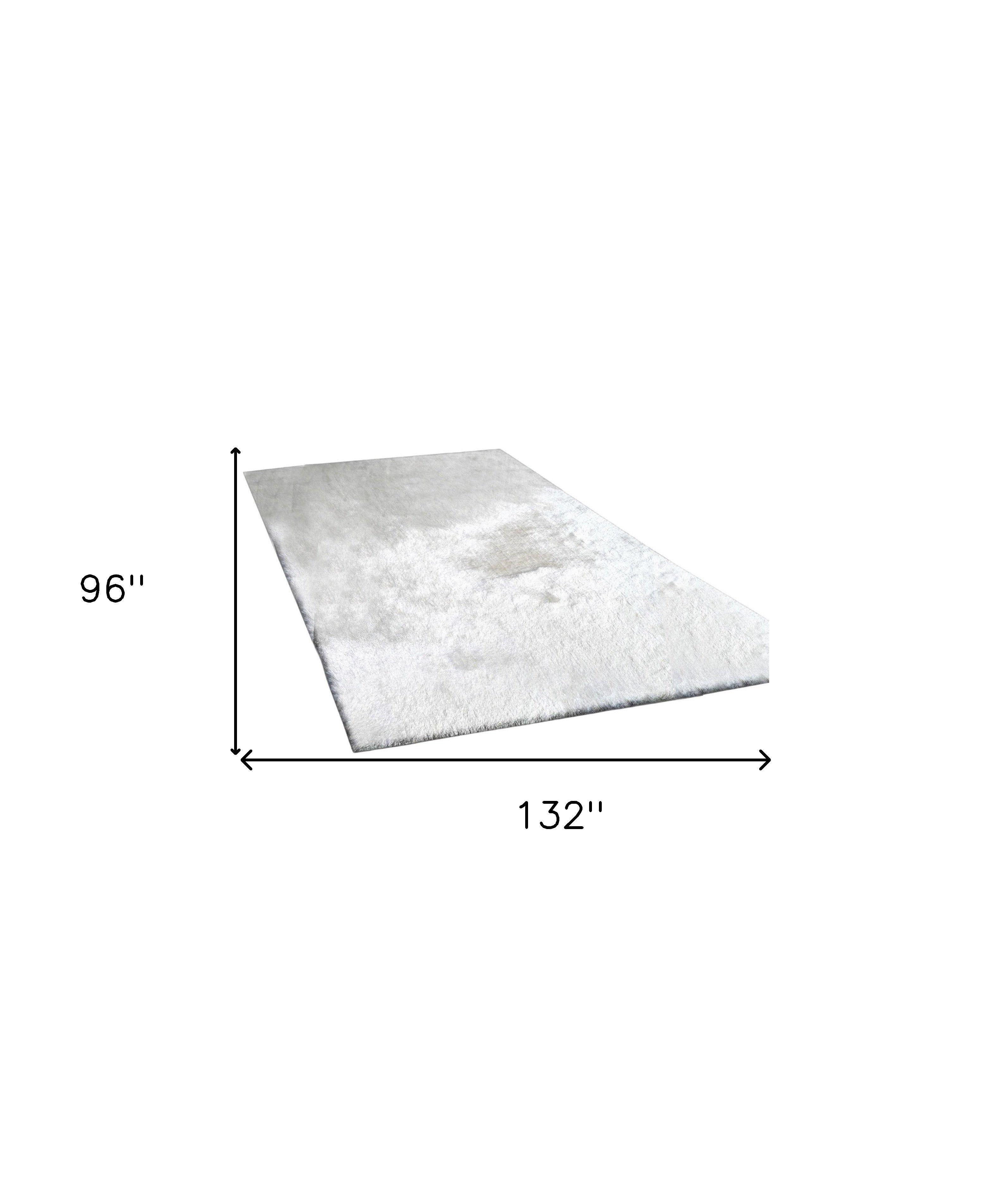 8' x 11' White Shag Hand Tufted Area Rug