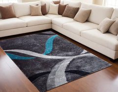 5' x 7' Gray and Silver Shag Hand Tufted Area Rug