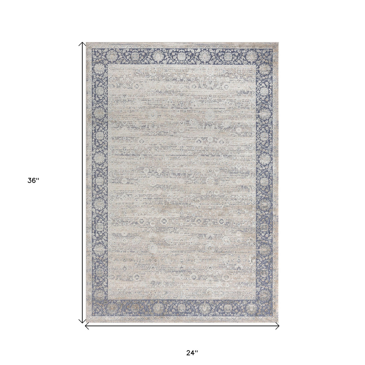2' x 3' Blue and Beige Floral Area Rug