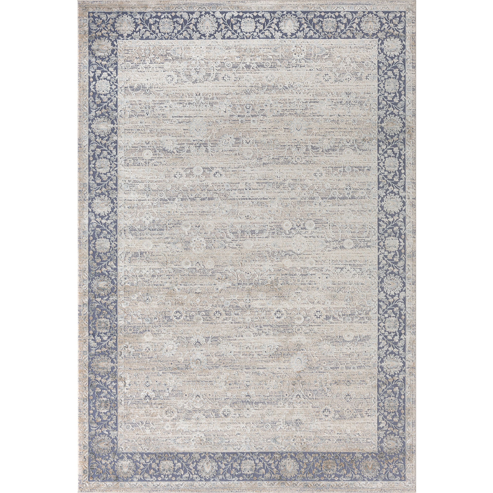2' x 3' Blue and Beige Floral Area Rug