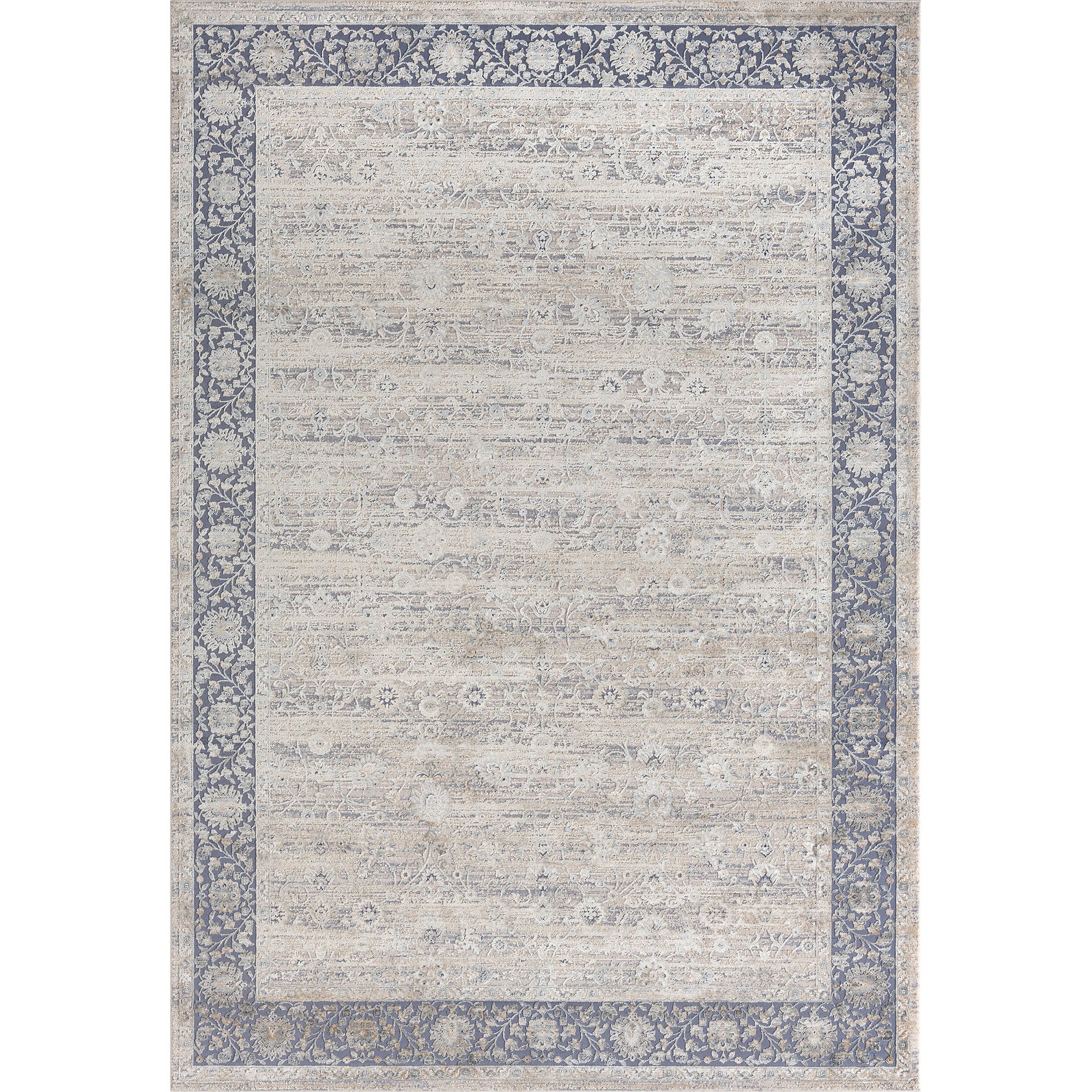 2' x 3' Blue and Beige Floral Area Rug