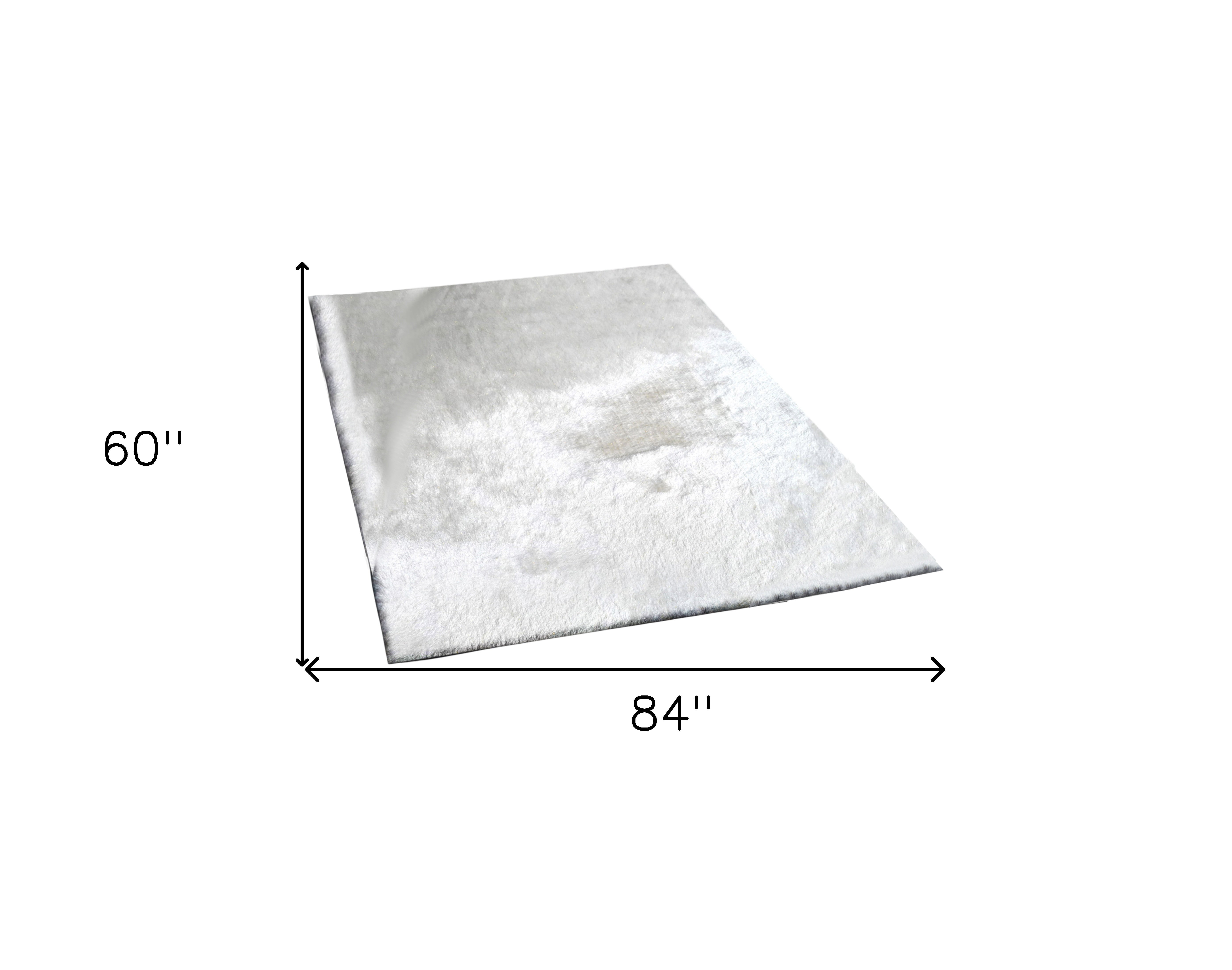 5' x 7' White Shag Hand Tufted Area Rug