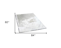 5' x 7' White Shag Hand Tufted Area Rug