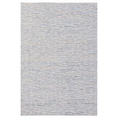 10' x 14' Ivory and Blue Wool Striped Hand Tufted Area Rug