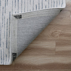 10' x 14' Ivory and Blue Wool Striped Hand Tufted Area Rug