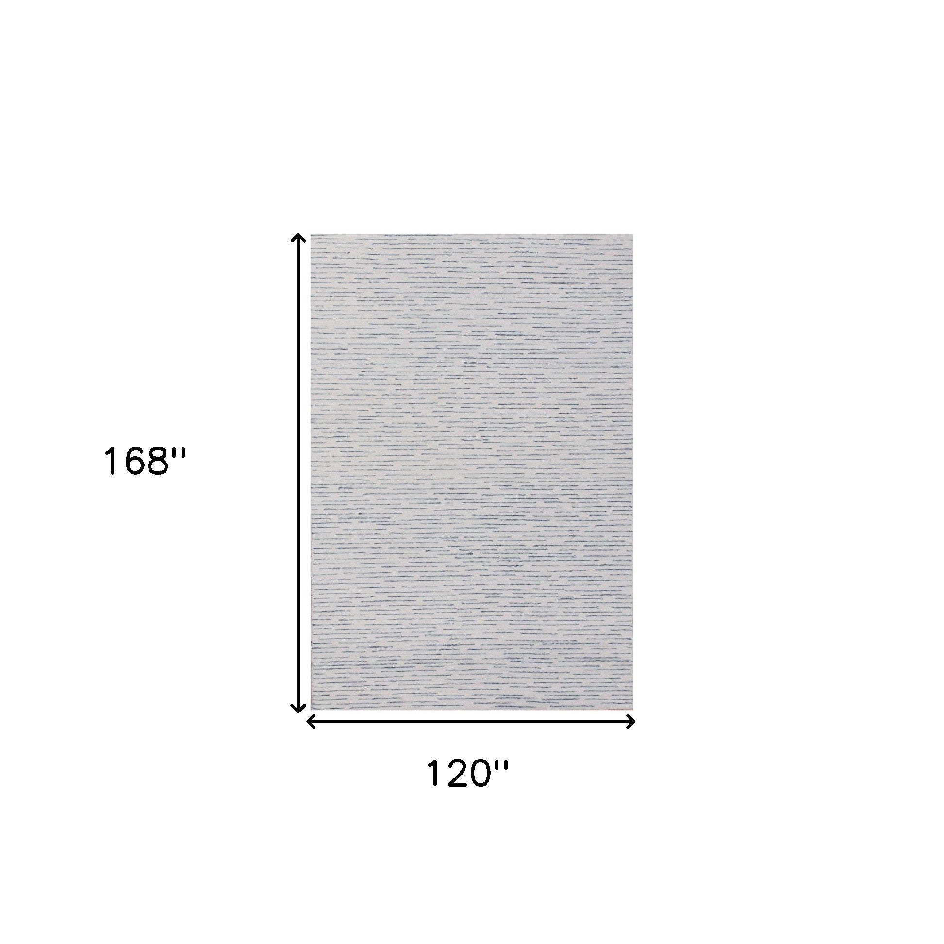 10' x 14' Ivory and Blue Wool Striped Hand Tufted Area Rug