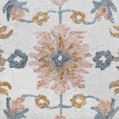 9' x 12' Blue and Ivory Wool Floral Hand Tufted Area Rug