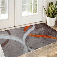2' x 3' Brown and Orange Shag Hand Tufted Area Rug