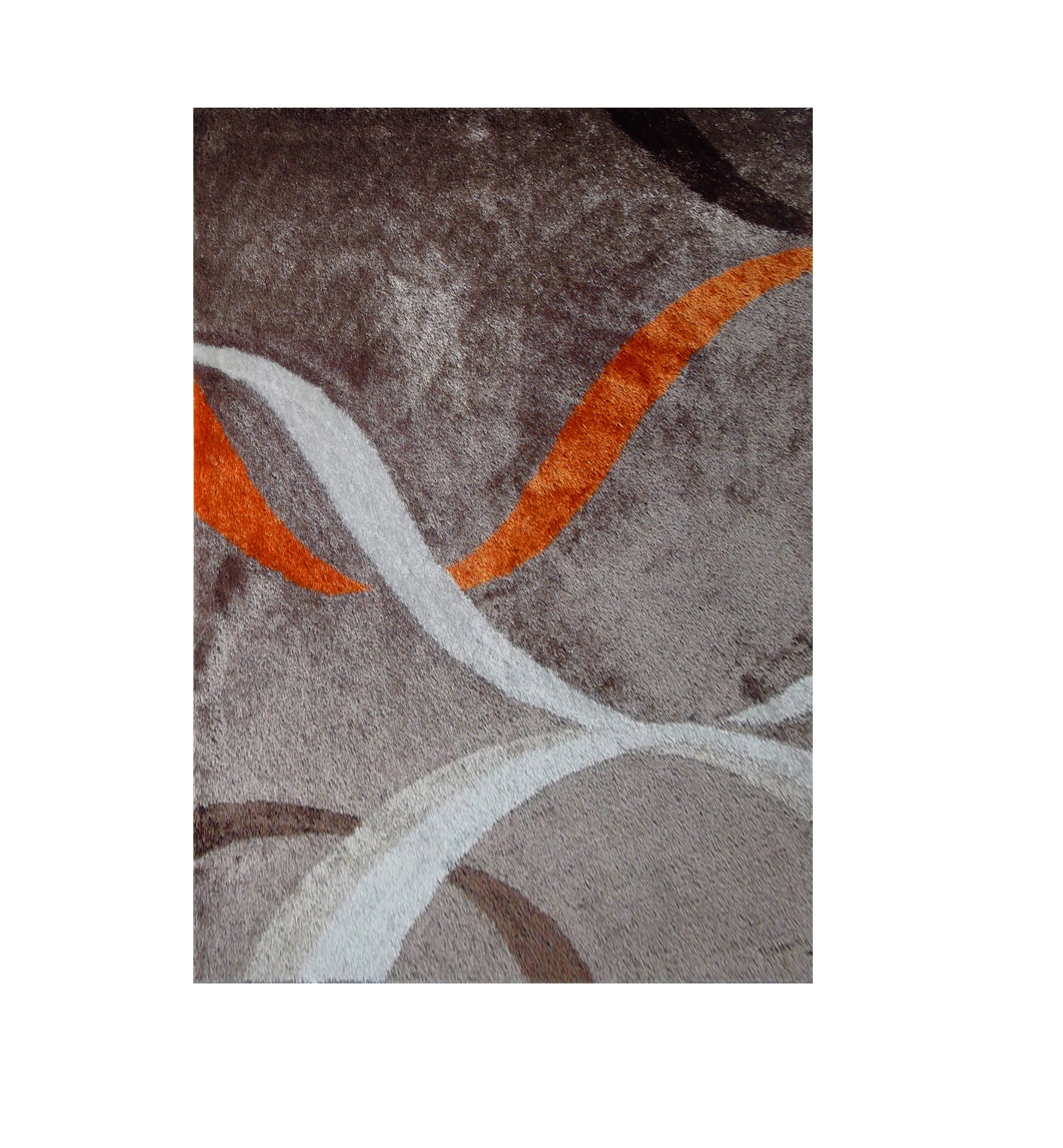2' x 3' Brown and Orange Shag Hand Tufted Area Rug
