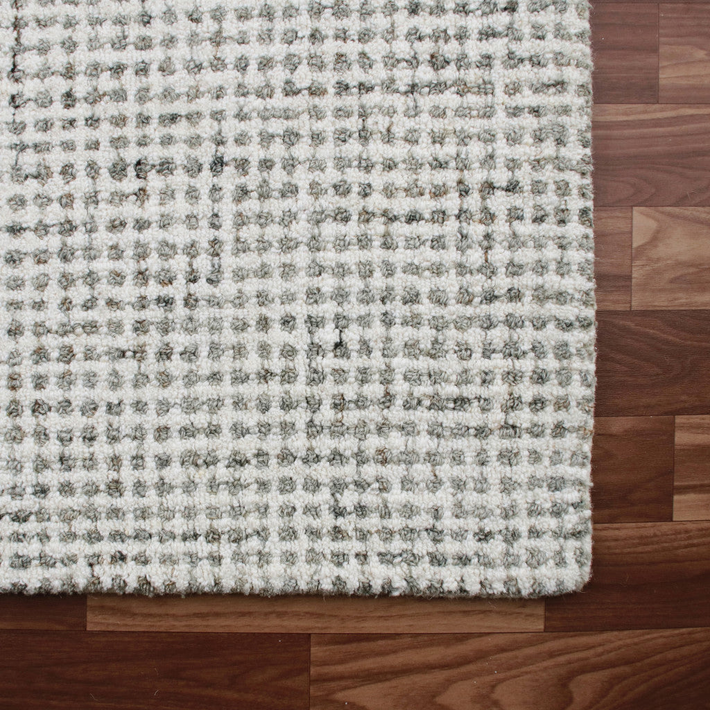 10' x 14' Gray and Ivory Wool Checkered Hand Tufted Area Rug