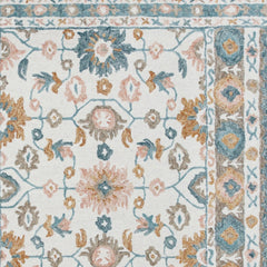 5' x 8' Blue and Ivory Wool Floral Hand Tufted Area Rug