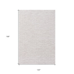 10' x 14' Beige and Ivory Wool Striped Hand Tufted Area Rug