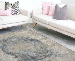 9' x 12' Beige and Gray Medallion Area Rug