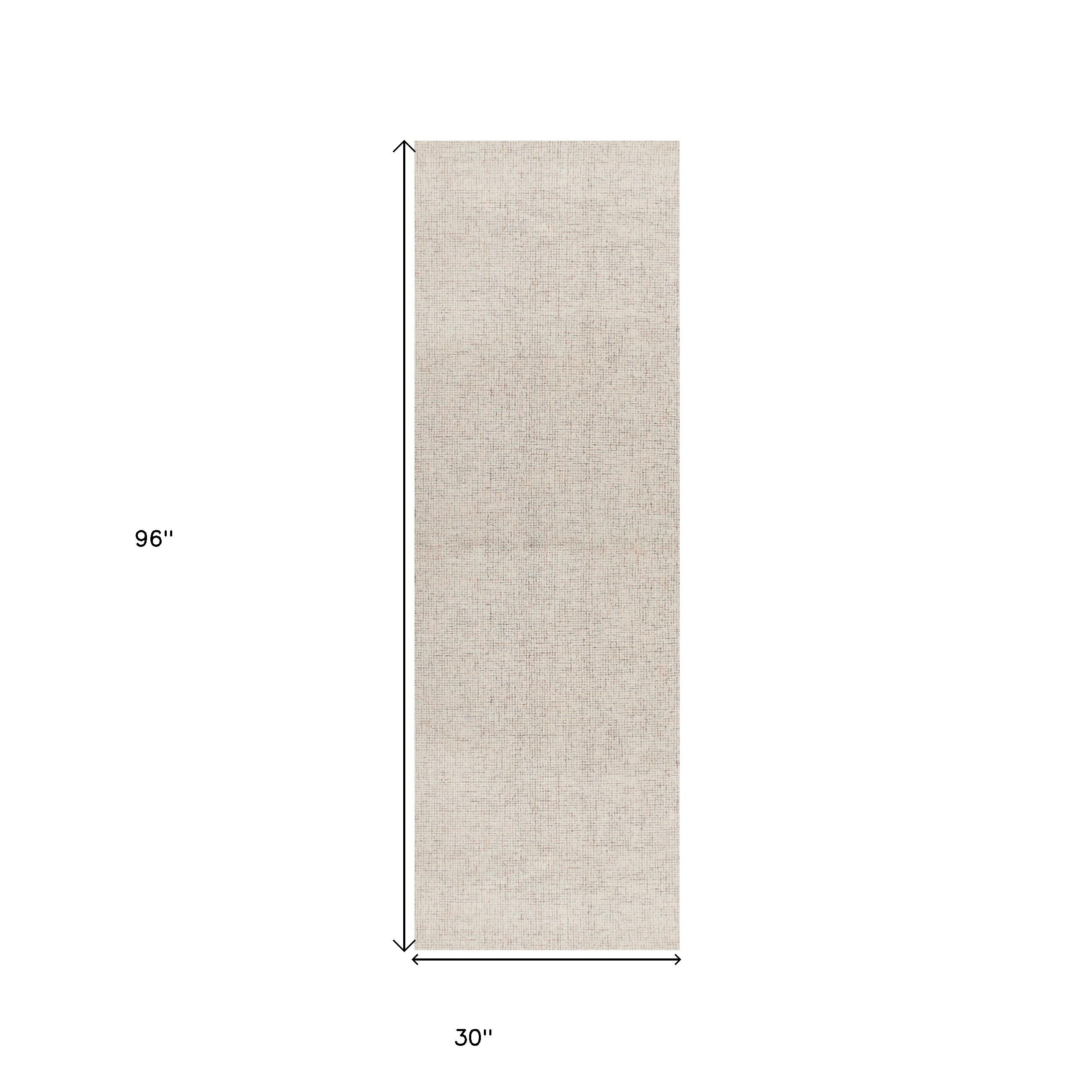 8' Runner Beige and Brown Wool Abstract Hand Tufted Runner Rug