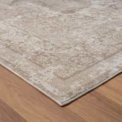 5' x 8' Beige and Ivory Medallion Area Rug