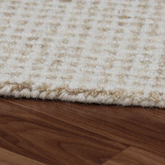 9' x 12' Beige and Ivory Wool Checkered Hand Tufted Area Rug