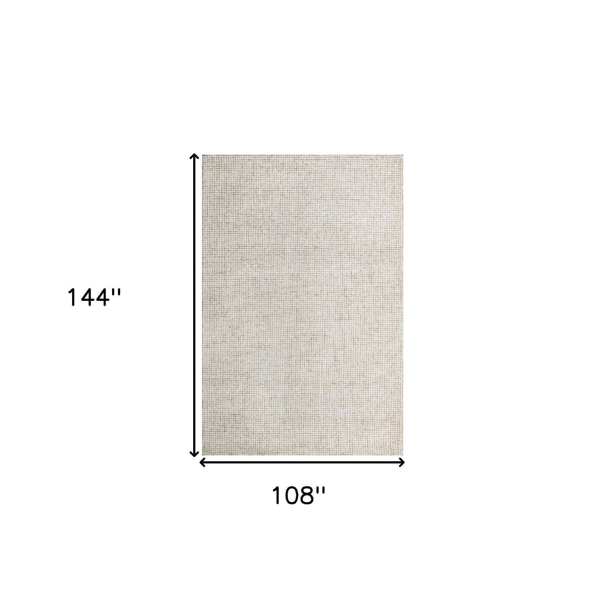 9' x 12' Beige and Ivory Wool Checkered Hand Tufted Area Rug