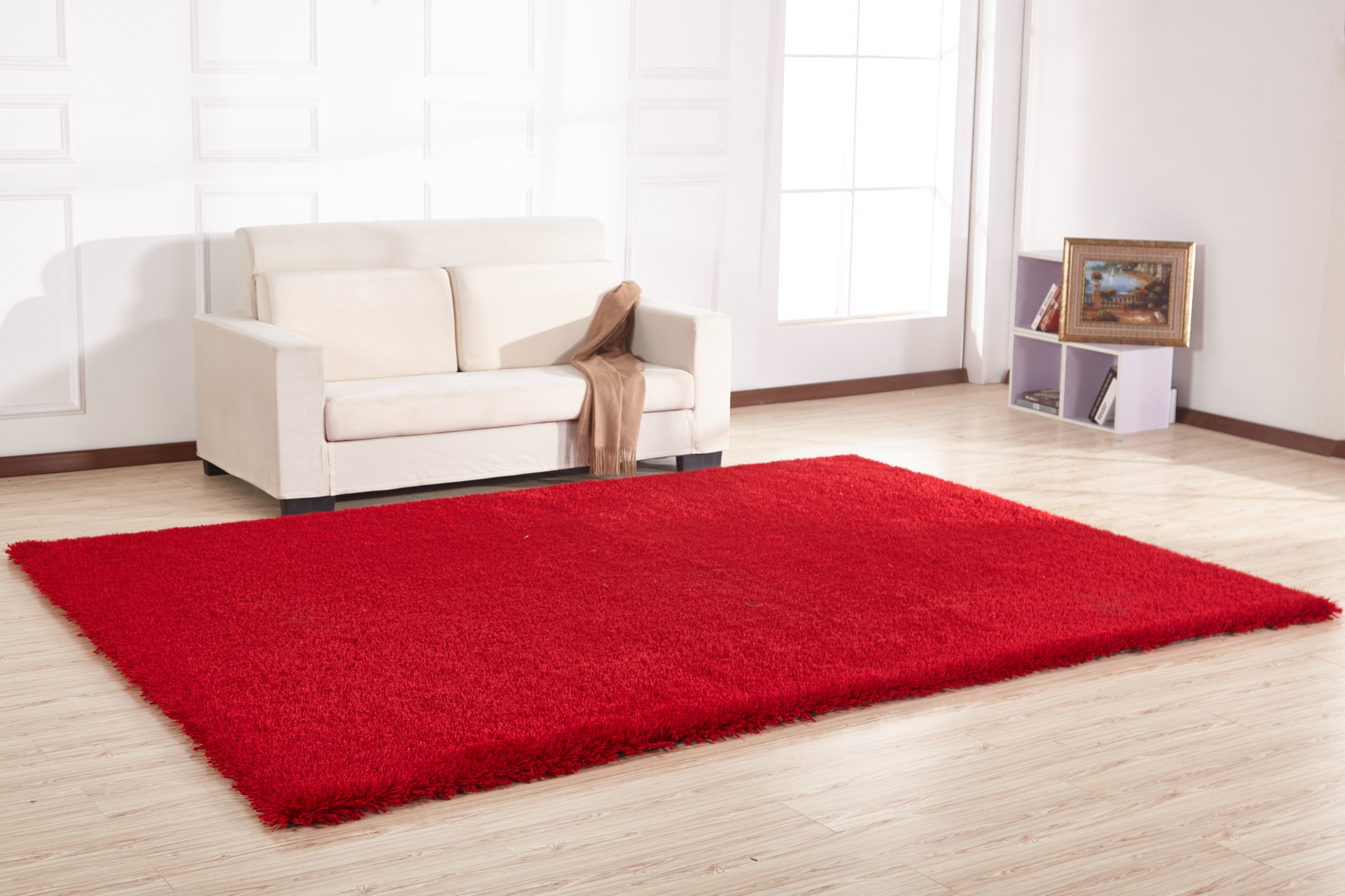 8' x 11' Red Shag Hand Tufted Area Rug