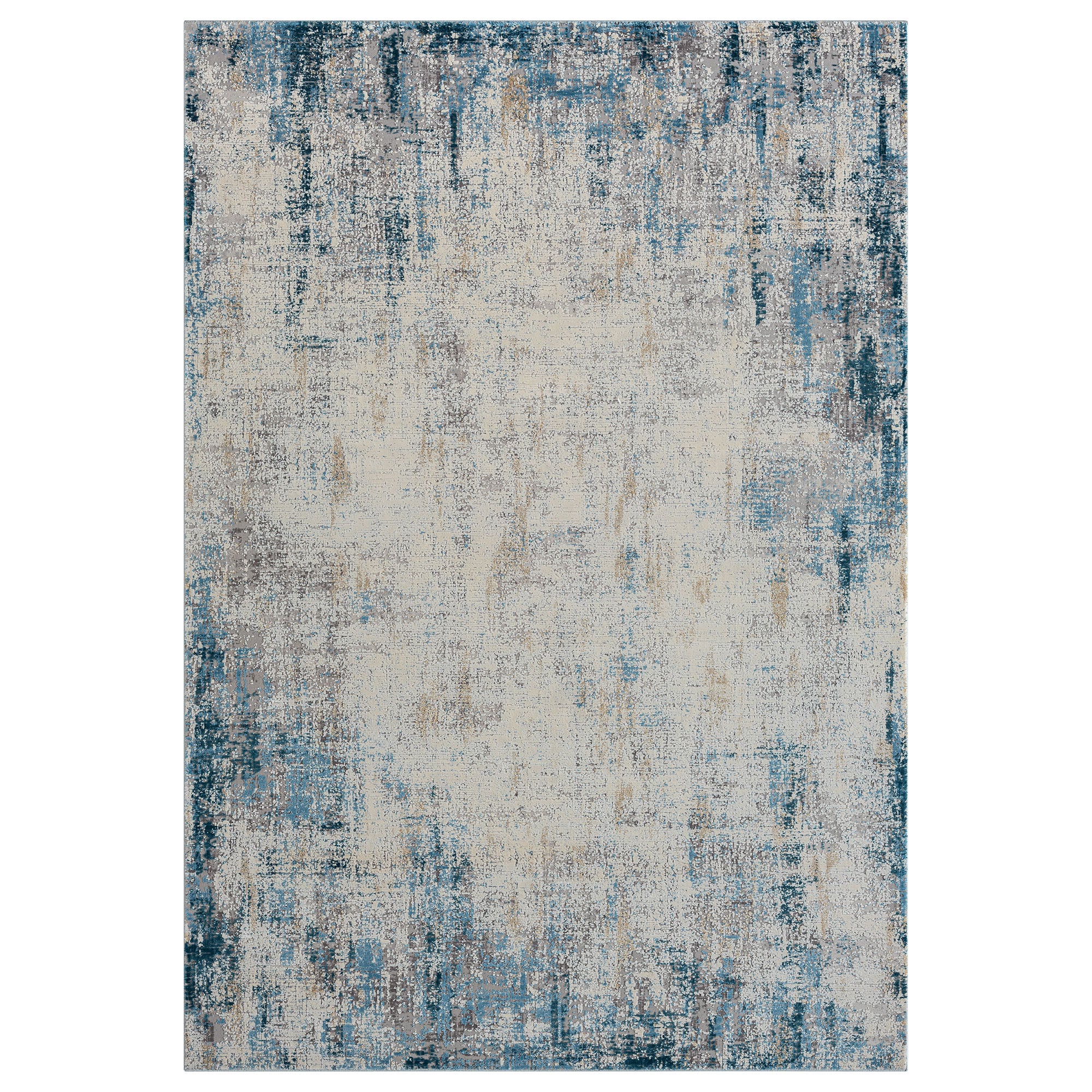 5' x 8' Blue and Ivory Abstract Area Rug