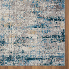 5' x 8' Blue and Ivory Abstract Area Rug