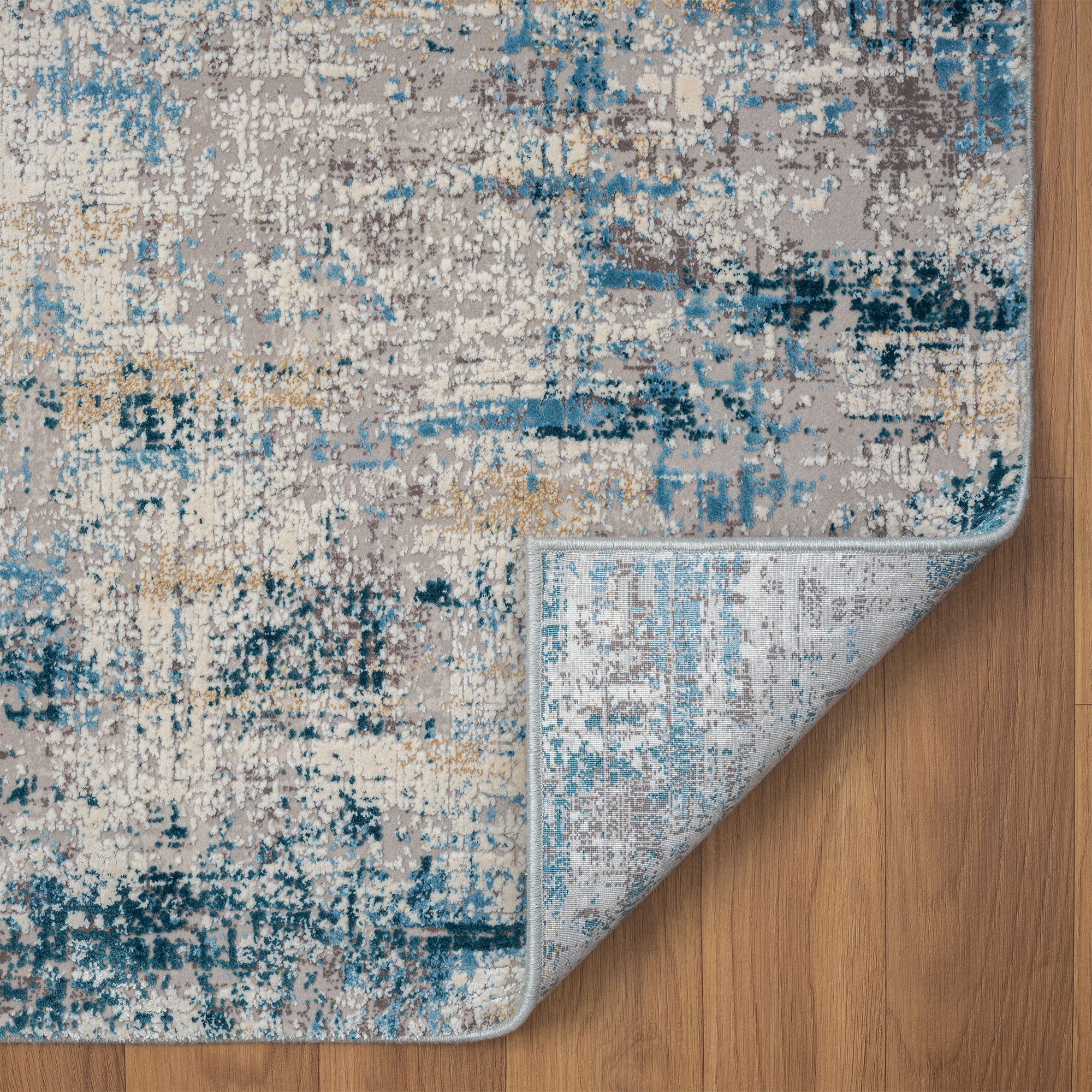5' x 8' Blue and Ivory Abstract Area Rug