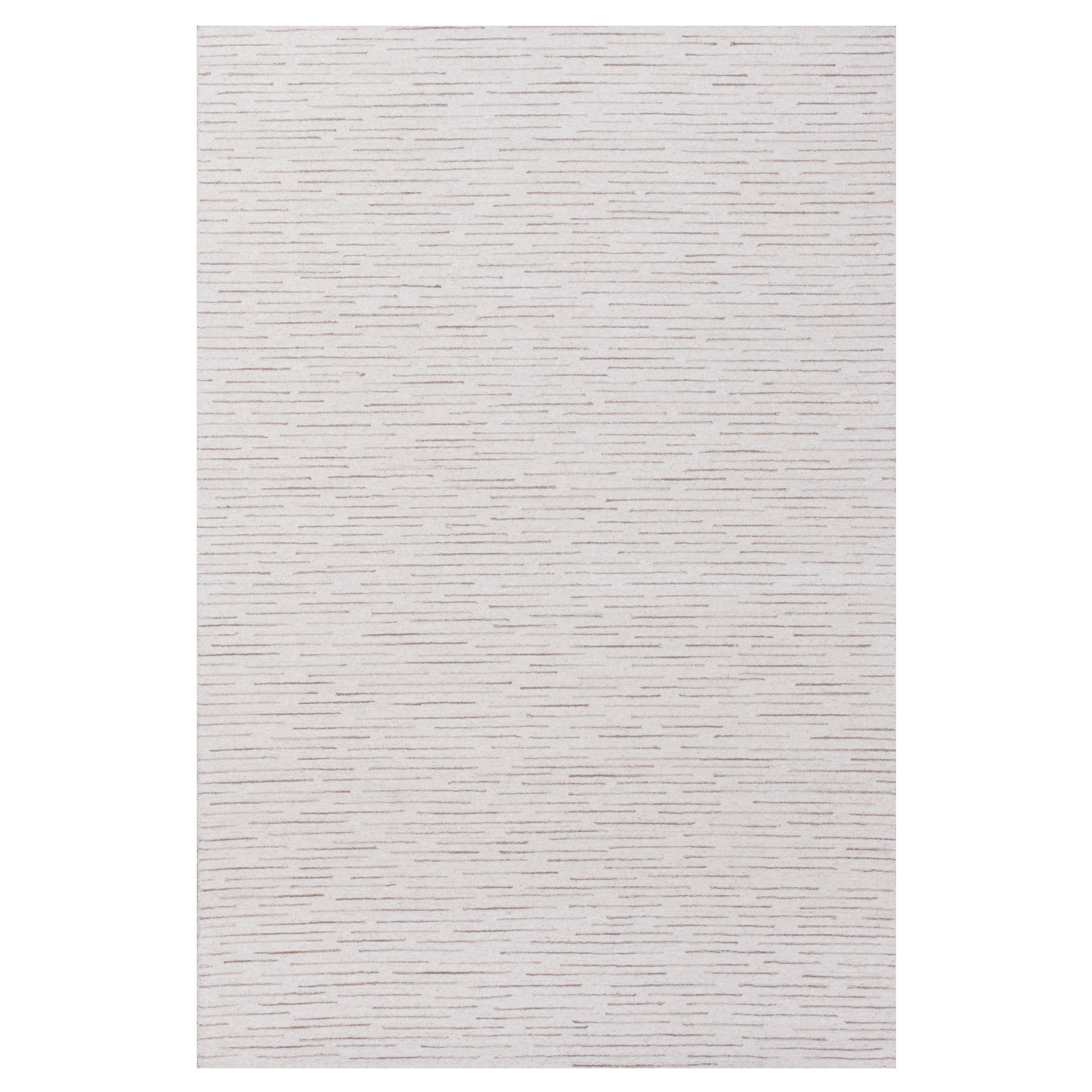 9' x 12' Beige and Ivory Wool Striped Hand Tufted Area Rug