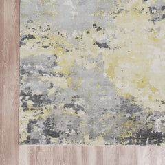 6' x 9' Gray and Yellow Abstract Hand Loomed Area Rug