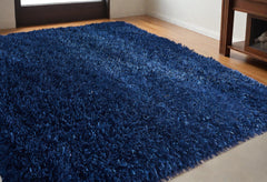 5' x 7' Navy Blue Shag Hand Tufted Area Rug