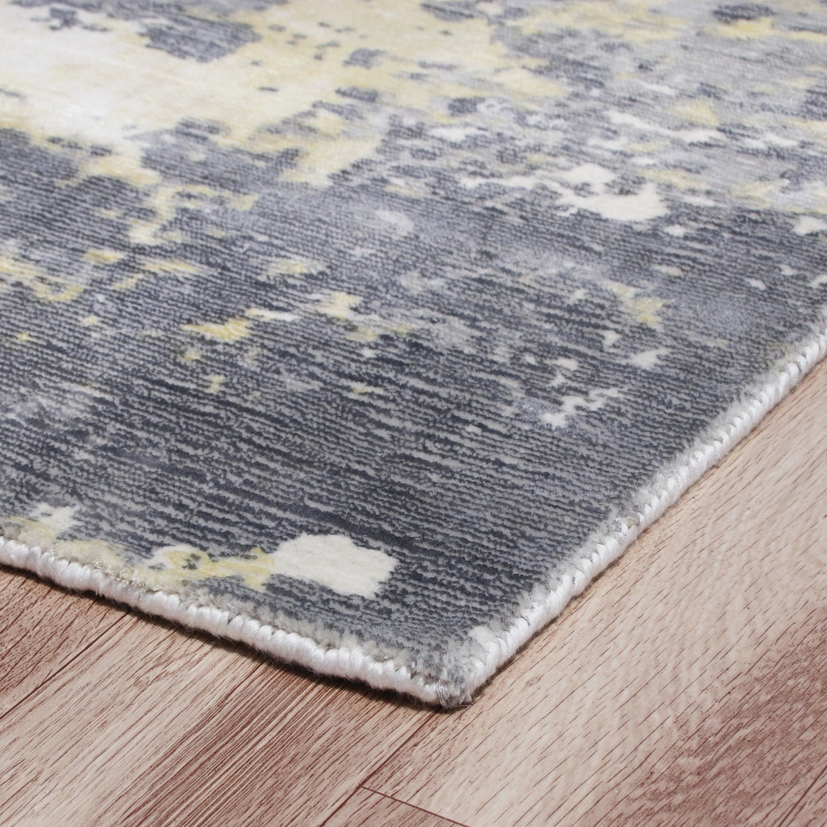 8' x 10' Gray and Yellow Abstract Hand Loomed Area Rug