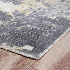 8' x 10' Gray and Yellow Abstract Hand Loomed Area Rug