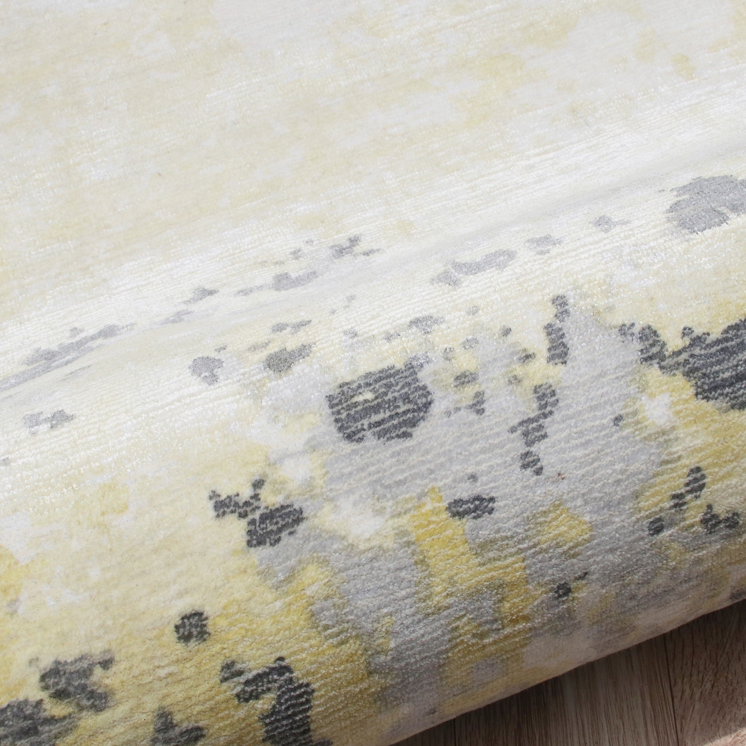 8' x 10' Gray and Yellow Abstract Hand Loomed Area Rug