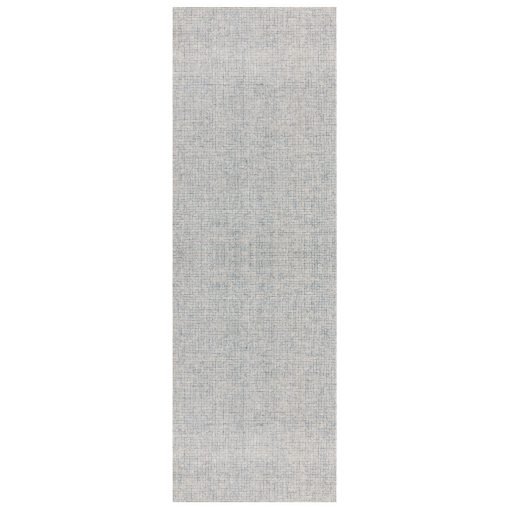 8' Runner Blue and Ivory Wool Abstract Hand Tufted Runner Rug