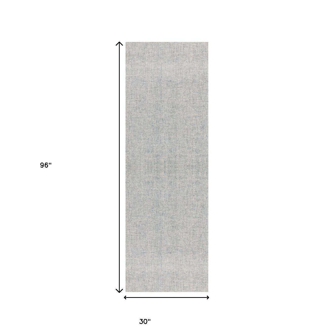 8' Runner Blue and Ivory Wool Abstract Hand Tufted Runner Rug