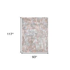 8' x 10' Gray and Pink Abstract Hand Loomed Area Rug