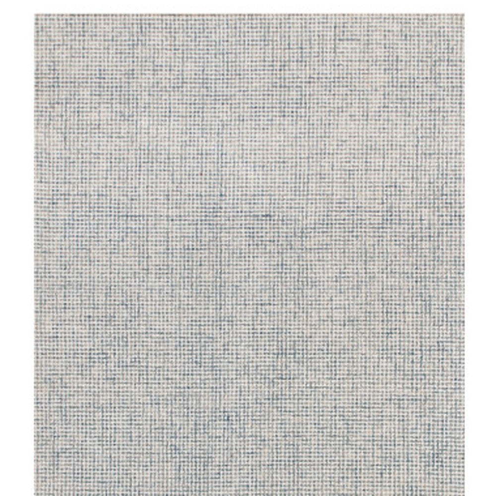 8' Runner Blue and Ivory Wool Abstract Hand Tufted Runner Rug