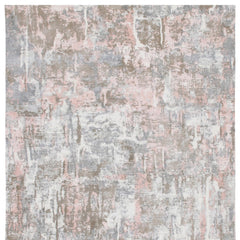 6' x 9' Gray and Pink Abstract Hand Loomed Area Rug